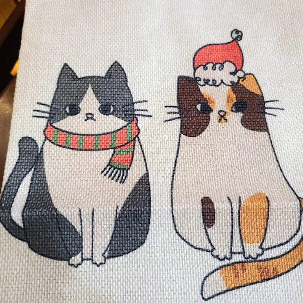 Cat Christmas Pillow Cover Decorative Throw Case Sofa Couch Holiday Accent Decor